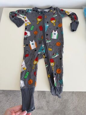Kids Gray Basketball Print One-Piece Pajama